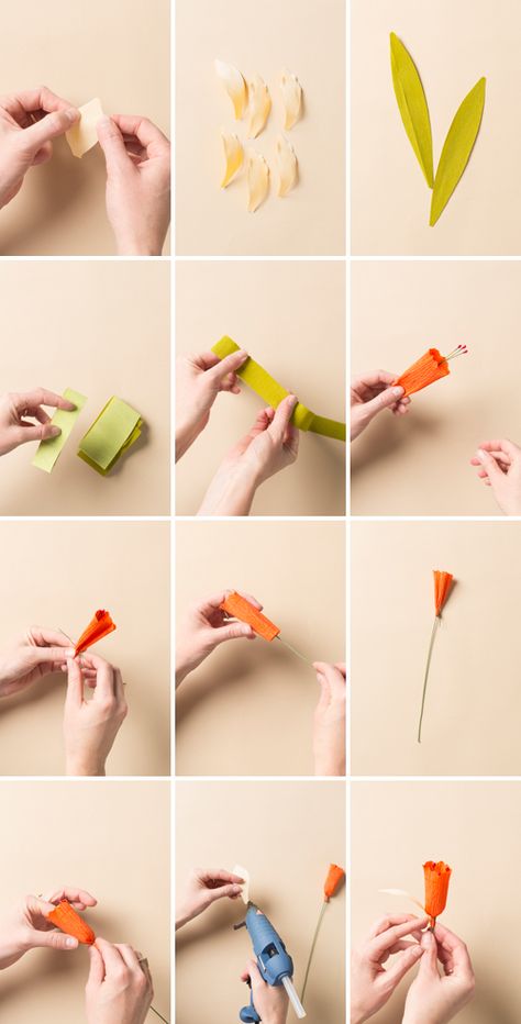 How to make a paper flower daffodil - The House That Lars Built Daffodil Color, Flower Daffodil, Make A Paper Flower, 3d Paper Flowers, Template Flower, Flowers In The Attic, Rainy Day Fun, Crepe Paper Flowers, Floral Craft