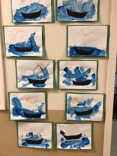 Canoe lake art Row Row Row Your Boat Craft For Toddlers, Boats Preschool Craft, Boats Crafts For Toddlers, Lake Crafts Preschool, Boat Craft For Preschoolers, Boats Theme Preschool, Sea Travel Crafts For Preschool, Boat Transportation Preschool, Canoe Craft Preschool