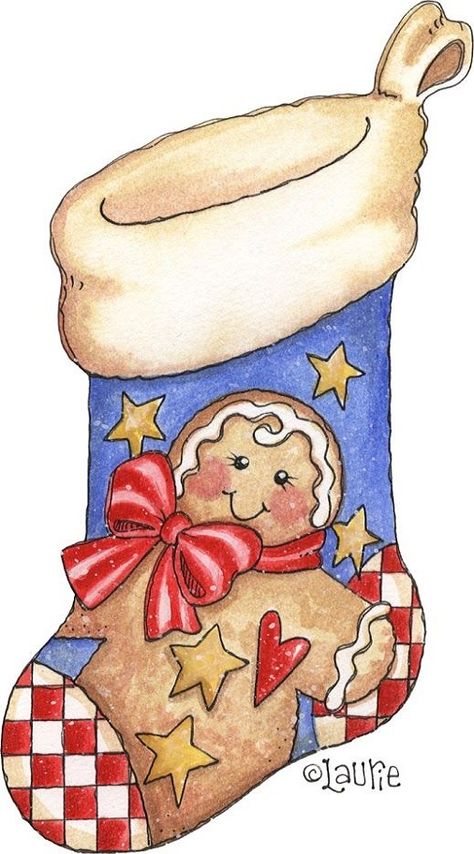 Gingerbread Crafts, Christmas Sock, Christmas Card Art, Christmas Graphics, Christmas Characters, Christmas Drawing, Christmas Scenes, Primitive Christmas, Christmas Paintings