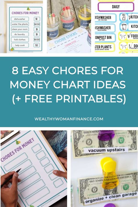 8 easy chore charts for kids, including printable charts, chore sticks, and money incentives. Chore Money Chart Reward System, Chore Money Printable, Chore Boards For Kids With Money, Chores To Do For Money, Chores To Earn Money, Chores For Money Ideas, Chore Charts For Older Kids, Chores For Money, Kids Chore Chart Ideas