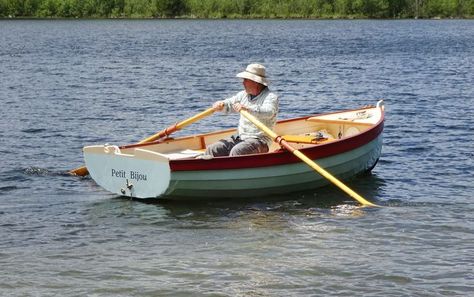 The Morbic 12 plans come with instructions for building oars specific to each of the rowing stations located at the middle and forward thwarts. The boat can also be very easily sculled using the semicircular notch in the port side of the transom. Architecture References, Boat Oars, Tea Bag Art, Bicycle Trailer, Row Boats, Boat Art, Bag Art, Person Sitting, After Life