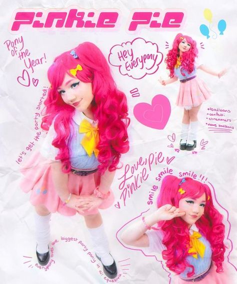 gally ~♡ ︎ on Instagram: "PINKIE PIE !!!! • 📷 : @raptordrone @cosmeetupchicago decided to do a cute y2k pinkie magazine cover >:)) • #cosplay #cosplayer #amke #amke2023 #mlp #mylittlepony #mlpcosplay #pinkiepie #pinkiepiecosplay #photo #photography #like #love #comment #follow" Mlp Cosplay Pinkie Pie, Pinkie Pie Outfit, Pinkie Pie Costume, Pie Costume, Pinkie Pie Cosplay, Fluttershy Cosplay, Pinkie Pie Human, Mlp Cosplay, Pink Pie