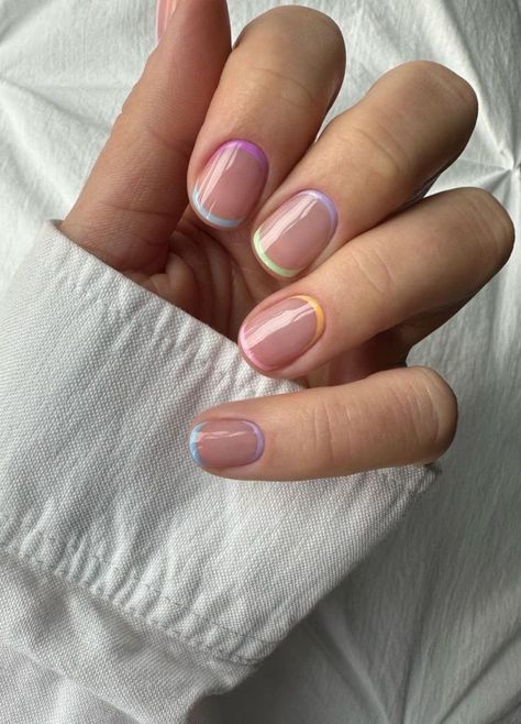 17 Colorful French Tip Nails We’re Taking Straight to Our Manicurist Chic Manicure, Cute Short Nails, Squoval Nails, Nagel Tips, Vacation Nails, Short Nail Designs, Pastel Nails, Neutral Nails, Nail Designs Spring