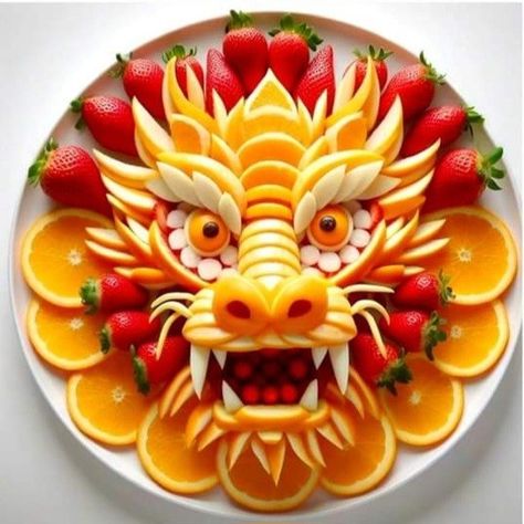 Artistic Food, Dragon Breath, Fruit Platters, Food Sculpture, Charcuterie Inspiration, Dragons Breath, Food Carving, Cute Fruit, Fruit Platter