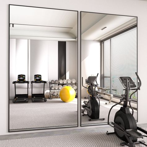 Mercer41 Vertell Oversize Rectangle Full Length Mirror Metal Mirror for GYM/ Bedroom with Stand & Reviews | Wayfair Home Gym Mirror Ideas, Gym Mirror Wall, Extra Large Wall Mirrors, Gym Bedroom, Home Gym Mirrors, Extra Large Mirrors, Gym Mirror, Oversized Wall Mirrors, Gym Mirrors