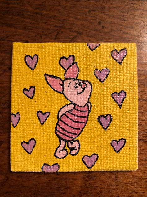 Winnie The Pooh Easy Painting, Piglet Canvas Painting, Easy Painting Ideas On Canvas Cartoon, Pooh Painting, Winnie The Pooh Canvas, Winnie The Pooh Painting Ideas, Pooh Bear Painting, Winnie The Pooh Canvas Painting, Winnie The Pooh Paintings