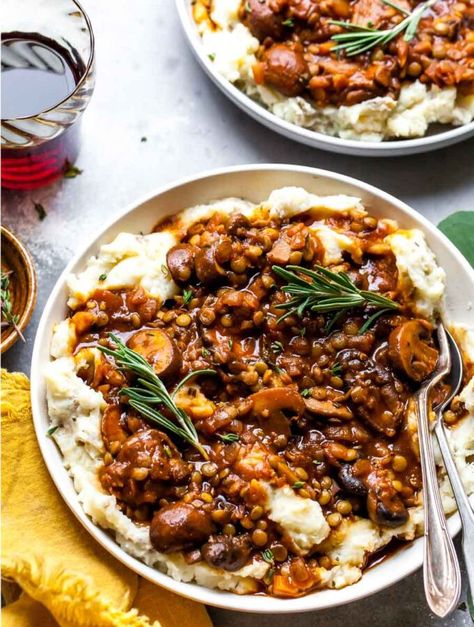 Delicious, Nutritious Recipes | Dishing Out Health Healthy Mushroom Recipes, Parsnip Mash, Vegetarian Stew, Pudding Chia, Mushroom Stew, Lentil Stew, Vegetarian Meal, Lentil Recipes, Vegetarian Meals