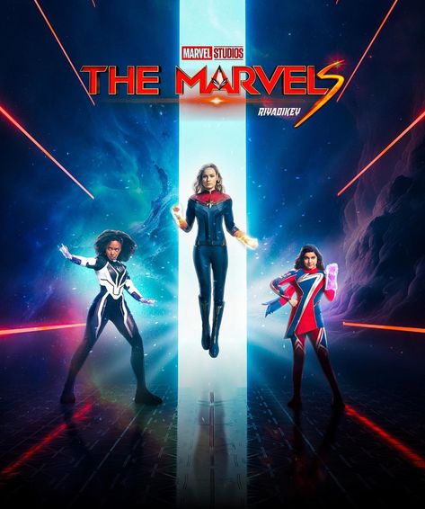 Superhero Movie Posters, The Marvels 2023, Monica Rambeau, George Springer, Josh Donaldson, Illustration Reference, Captain Marvel Carol Danvers, The Marvels, 2022 Design