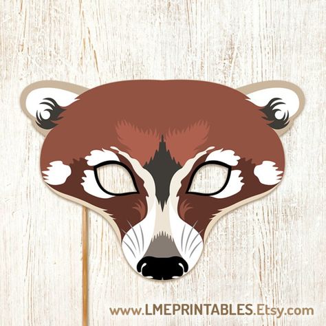 Coati Mask Printable Halloween Costume American Animal Masks - Etsy Safari Photo Booth, Spring Theme Party, Mask Printable, Safari Photo, Animals Party, Cute Masks, Birthday Cute, Party Masks, Masks Crafts