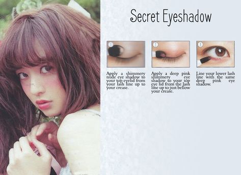 Secret Eye Shadow Tutorial from the September 2015 issue of Larme. I want to give an absolutely massive thank you to emiii-chan for allowing me to use her scans of Larme. Check out her scans from the... Eye Shadow Tutorial, Shadow Tutorial, Pop Kei, Make Up Tutorials, Doll Eye Makeup, Kawaii Makeup, Japanese Makeup, Ethereal Makeup, Makeup Tut