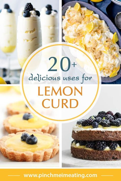 Do you have some store-bought or homemade lemon curd and aren't sure what to do with it? Here are 20+ delicious recipes and other uses for lemon curd to help you out! Recipes Using Lemon Curd, Lemon Curd Dessert, Mini Lemon Meringue Pies, Recipe Using Lemons, Lemon Biscuits, Lemon Curd Cake, Lemon Mug Cake, Homemade Lemon Curd, Lemon Curd Recipe