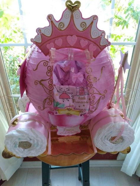 Twin Diaper Cake, Butterfly Diaper Cake, Princess Diaper Cakes, Whimsical Baby Shower, Princess Ballerina, Unique Gift Baskets, Cake Custom, Bottle Washer, Princess Carriage