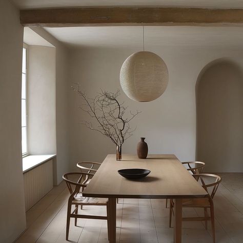 Mini_japandi (@mini_japandi) • Instagram photos and videos Japandi Dinner Table, Arch Dining Room, Japandi Dining Area, Japandi Condo, Japandi Small Apartment, Modern Wabi Sabi Interiors, Japandi Table, Japandi Dining Room, Scandi Interior Design