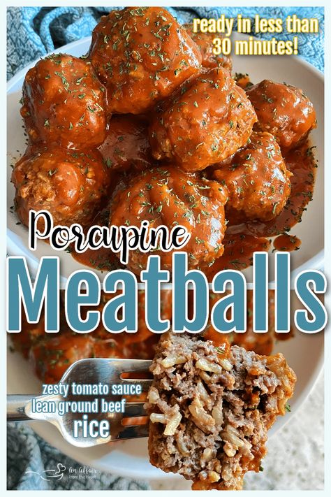 Porcupine Meatballs With Minute Rice, Porcupine Meatballs Rice A Roni, Porquipine Meatball With Rice, Porcupine Meatballs Easy, Porcupine Meatballs With Tomato Soup, Tomato Meatballs, Hamburger Dinners, Porcupine Meatballs Recipe, Porcupine Meatballs