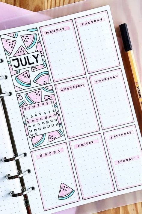 The ultimate collection of bullet journal WATERMELON themed spreads for inspiration! #bujo #bujotheme #bulletjournal #bujoideas Watermelon Bullet Journal, Best Watermelon, Crazy Laura, Bullet Journal Headers, Studera Motivation, Kraf Kertas, Bullet Journal Spreads, Bullet Journal Banner, Creating A Bullet Journal