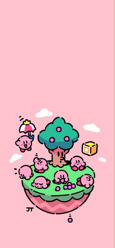 Cute Kirby Wallpapers Iphone, Teal Anime Wallpaper, Kawaii Wallpaper Gif, Nintendo Aesthetic Wallpaper, Wallpaper Iphone Kirby, Wallpaper Backgrounds Kawaii, Cute Wallpaper Gif, Cute Kirby Wallpapers, Kirby Phone Wallpaper