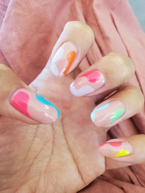 Colorful blobs Color Blob Nails, Blob Nail Art, Blob Nails, Nice Nails, Hair Clothes, Fun Nails, Nail Inspo, Nail Designs, Nail Polish