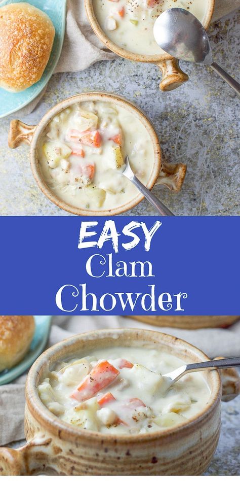 Easy New England Clam Chowder Recipe, Ew England Clam Chowder, Clam Chowder With Evaporated Milk, Easy New England Clam Chowder, Leftover Clam Recipes, How To Make Clam Chowder, Seafood Chowder Recipe Easy, Creamy Clam Chowder Recipe New England, Clam Chowder Recipe New England Easy