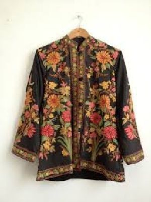 Kashmiri Ladies Jackets 01 Daisy Shah, Embroidered Shawl, Kashmiri Shawls, Fancy Suit, Long Winter Coats, Embroidery Motifs, Indian Embroidery, Floral Jacket, Embroidered Jacket