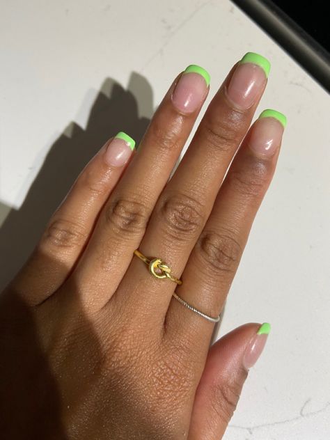 Neon Green French Tip Nails With Design, Neon Green And Black French Tip Nails, Neon Green French Tip Nails Square, Neon Green Tips Nails, French Tip Neon Green, Marble Nails, French Tip Nails, Neon Green, French Nails