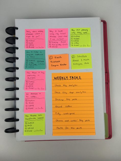 how to plan using sticky notes ideas inspiration color coding blog planner alternative to traditional planner daily weekly reminder task functional business etsy diy-min Project Notes Ideas, Sticky Note Planning, Daily Notes Ideas, Post It Planner, Post It Notes Ideas, Love Sticky Notes, Weekly Reminder, Sticky Note Planner, Discbound Planner