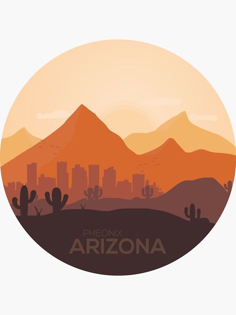 Arizona Instagram Highlight Covers, Arizona Logo Design, Arizona Symbols, Arizona Drawing, Phoenix Sticker, Arizona Illustration, Phoenix Skyline, Hats Ideas, Arizona Art