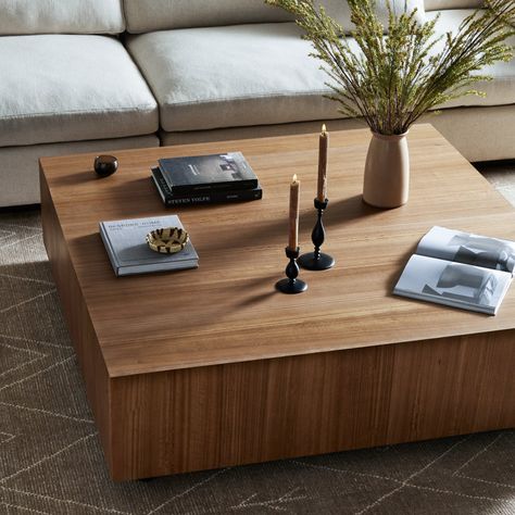 Hokku Designs Pavllo Coffee Table | Wayfair Large Square Coffee Table, Coffee Table Natural, Forces Of Nature, Black Pine, Low Coffee Table, Square Coffee Table, Coffee Table Rectangle, Large Coffee Tables, Contemporary Coffee Table