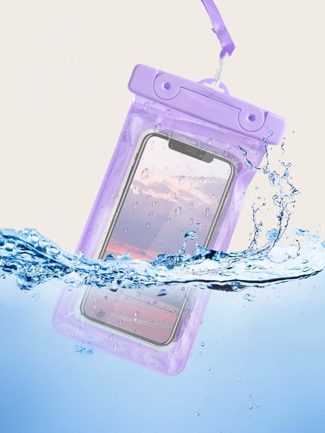 Lilac Purple  Collar  PVC Plain  Embellished   Phone/Pad Accessories Smartphone Pouch, Waterproof Phone Case, Purple Collar, Waterproof Phone, Outdoor Bag, Purple Pattern, Pink Collars, Waterproof Bags, Phone Pouch