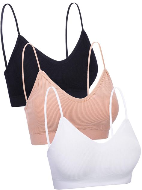 PRICES MAY VARY. Pull-On closure Hand Wash Only V neck design: each tube bra is designed with v-neck, which can show your figure and bring a different visual effect; Removable and elastic: the inside pad of each bra is removable and the strap is elastic, can satisfy your different needs Soft material: the V neck women seamless bra is made of polyester and spandex, which is durable and elastic, also they are quick-drying and breathable, provide conveniences for your daily wearing Nice accessories Padded Camisole, Tube Top Bra, Snuggle Bunny, Tube Bra, Bra Materials, Yoga Kurse, Running Bra, Camisole Bra, Sleep Bra