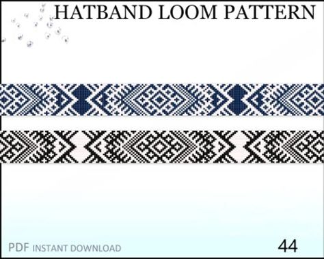 Beaded Hatband Loom Stitch Pattern No.44 2 Variant Colors Tribal Ornament DIY Gift Band for Cowboy Western Hat Band Belt - Etsy Stitch Hat, Glitter Wall Art, Ornament Diy, Glitter Wall, Western Hat, Loom Pattern, Bead Loom, Western Hats, Cowboy Western