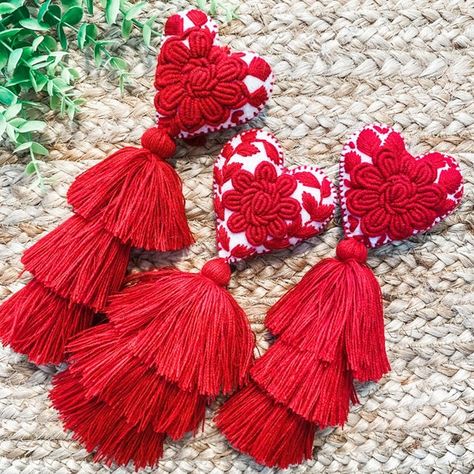 Hey, I found this really awesome Etsy listing at https://www.etsy.com/listing/997680282/red-talavera-heart-pom-pom-mexican Best Wedding Suits For Men, Heart Pom Pom, Rearview Mirror Accessories, Sacred Heart Art, Pom Pom Charm, Tassel Crafts, Mexican Doll, Mirror Accessories, Rakhi Design