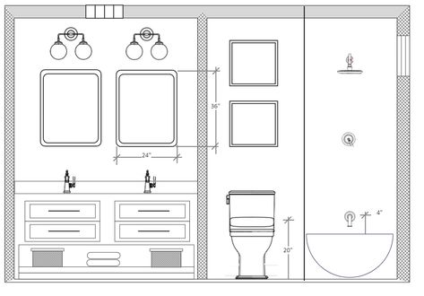 Bathroom Elevation | EdrawMax Free Templates Shower Elevation Drawing, Bathroom Details Drawing Interior Design, Toilet Elevation Drawing, Washroom Elevation Drawing, Toilet Dimension Plan, Toilet Dimensions, Toilet Layout Plan With Dimension, Plumbing Plan, Elevation Plan