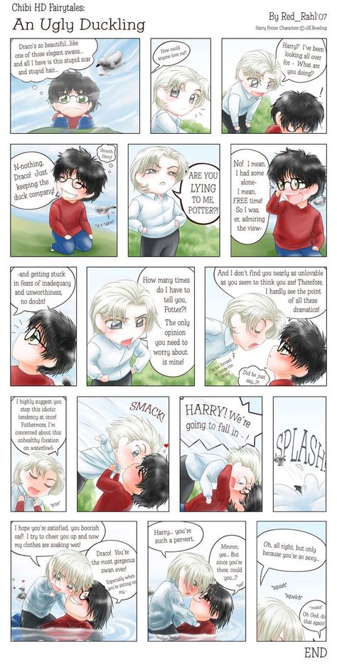 Nice take on The Ugly Duckling Drarry Cute, Drarry Fanfiction, The Ugly Duckling, Drarry Fanart, Harry Draco, Gay Harry Potter, Harry Potter Puns, Images Harry Potter, Harry Potter Artwork