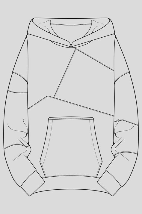 Oversized Hoodie Drawing, Hoodie Outline, Products Illustration, Digital Fashion Design, Models To Draw, Hoodie Drawing, Outline Drawing, Drawing Vector, Sketch Style