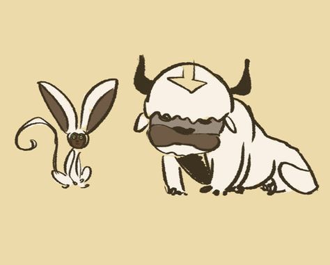 Appa & Momo! :D Appa And Momo Avatar, Appa Momo Tattoo, Avatar The Last Airbender Simple Art, Appa And Momo Avatar Tattoo, Appa And Momo, Momo Avatar Tattoo, Momo Atla, Momo Avatar, Atla Tattoo