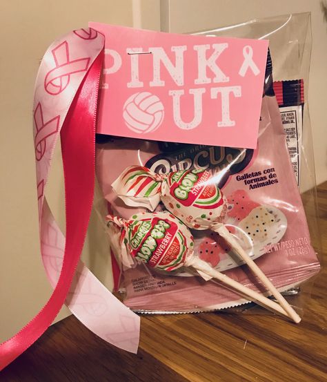 Volleyball Goody Bag Ideas For Players, Volleyball Food Table Ideas, Pink Out Locker Room Decorations, Dig Pink Volleyball Decorations, Pink Out Night Volleyball, Pink Out Decorations Volleyball, Volleyball Food Ideas, Big Sister Volleyball Gifts, Volleyball Game Day Treats