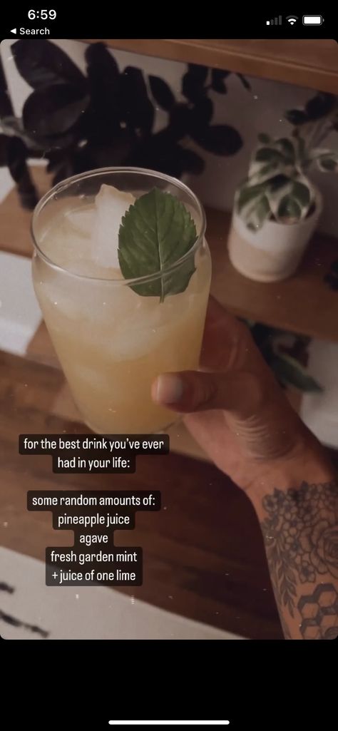 Nightcap Drink, Night Cap, Pineapple Juice, Mocktails, Fun Drinks, Meal Prep, Juice, Pineapple, Mint