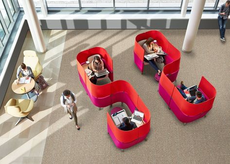 Steelcase, one of the hundreds of exhibitors coming to 2015 100%DESIGN. Photo courtesy 100% DESIGN. Bureau Open Space, Cubicle Design, Workstations Design, Private Workspace, Modular Workstations, Campus Design, Office Pods, Library Furniture, Collaboration Space