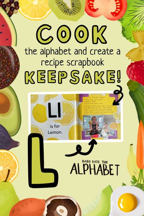 Hi, I’m Amber, and I’m cooking the alphabet with my two kids, my selective eating 3-year-old and my adventurous eating 1-year-old. We’re documenting what we cook, and creating a recipe book using Baby Eats The Alphabet so they can remember these moments forever and maybe even recreate them with their kids. Letter A Cooking Activities Snacks Ideas, Preschool Recipe Book, Literacy Cooking Activities Preschool, Life Skills For Toddlers, Baking Through The Alphabet, Foods That Start With Letter E, Easy Toddler Snacks, Fine Motor Skills Activity, Motor Skills Activity