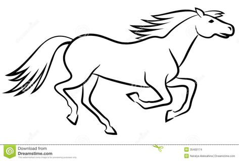 Illustration about Running horse outline - vector illustration. Illustration of mare, mammal, element - 35400174 Cartoon Elephant Drawing, Hippo Drawing, Wild Animals Drawing, Animal Design Illustration, Running Drawing, Drawing Horses, Running Illustration, Horse Outline, Elephant Outline