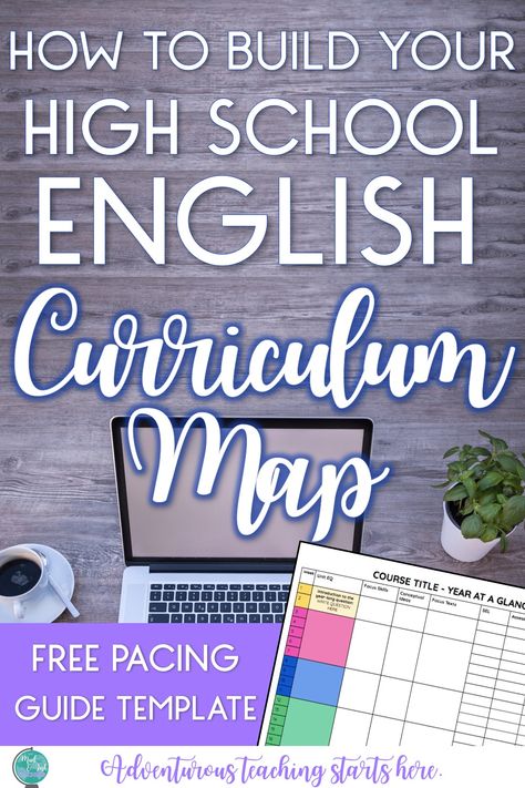 Download this free template to help you build a pacing guide for your high school English curriculum.  Whether you're creating a curriculum from scratch or just updating some older documents, this template will help keep student-centered instruction at the top of your list and also help you build inquiry units driven by essential questions. Homeschool High School English Curriculum, Ela Lesson Plans High School, High School English Teacher Lesson Plans, Curriculum Writing, High School Ela Classroom, High School English Lesson Plans, High School English Teacher, High School English Lessons, Curriculum Map