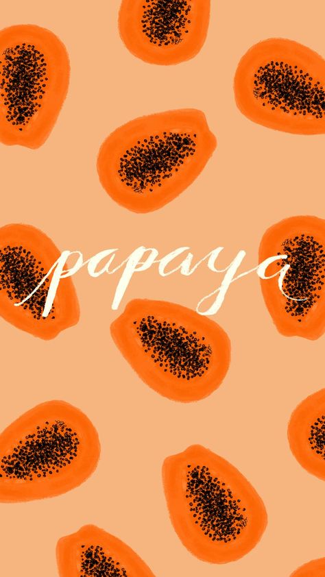 Papaya wallpaper. instagram @brudbo Papaya Background, Papaya Wallpaper, Health Benefits Of Papaya, Benefits Of Papaya, Papaya Art, Foto Top, Wallpaper Instagram, Fruit Wallpaper, Graffiti Wall Art