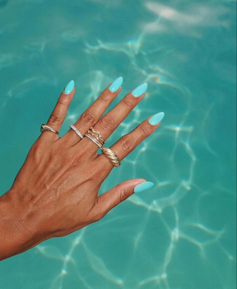 // b l u e s Colorful Nails 2023, Square Nails 2023 Trends, Summer Nails Tan Skin, Square Nails 2023, Nails 2023 Trends Summer, Tiffany Blue Nails, Nails 2023 Trends, Nail Glam, Aqua Nails