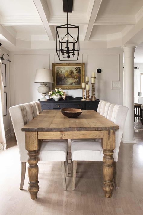 Muted, Earthy Neutral Decor – A New Look in Our Living & Dining Rooms Restoration Hardware Table, Dining Room Inspo, Living Dining Rooms, House Dr, Neutral Dining Room, Dining Room Paint Colors, Stylish Dining Room, Dining Room Makeover, Summer Decorating Ideas