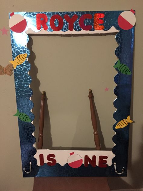 Picture Frames For Parties, Fishing Themed Birthday Party, Fishing Birthday Party, Themed First Birthday, Party Photo Backdrop, Birthday Photo Booths, 1st Birthday Themes, Kids Birthday Themes, Fishing Birthday