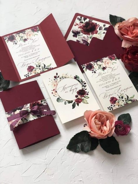 Gold And Burgundy Wedding, Simple Wedding Cards, Making Wedding Invitations, Unique Wedding Cards, Marriage Cards, Marsala Wedding, Burgundy Wedding Invitations, Creative Wedding Invitations, Wedding Invitation Card Design