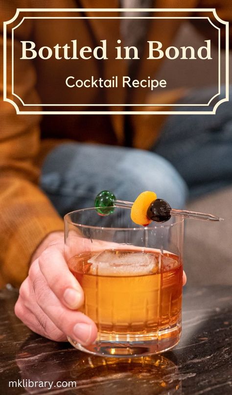 Bottled in Bond Cocktail Recipe Refreshing Drinks Alcohol, Whiskey Drinks Recipes, Whiskey Cocktail, Bourbon Cocktails, Whiskey Drinks, Whiskey Cocktails, Irish Whiskey, Cocktail Recipe, Liqueur