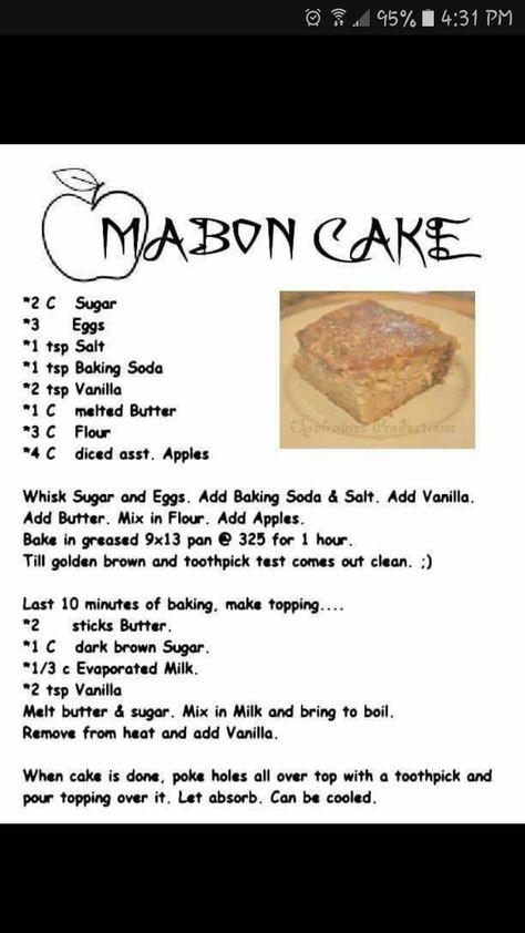 Wicca Recipes, Kitchen Witch Recipes, Kitchen Witchery, Apple Cake, Kitchen Witch, Samhain, Book Of Shadows, Cake Recipe, Holiday Recipes