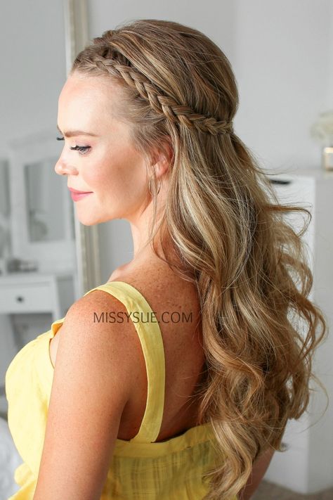 5 Half Up Dutch Braid Hairstyles | MISSY SUE Wrapped Braids, Graduation Hairstyles For Long Hair, Headband Braids, Heart Hairstyles, Twisted Hairstyles, Holiday Braids, Fishtail Braid Updo, Dutch Fishtail, Headband Braid