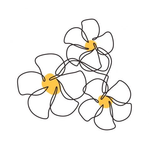 Balinese Flower Tattoo, Flowers Minimalist Drawing, Flower Minimalist Drawing, Yellow And White Aesthetic, White Flowers Drawing, One Line Flower Drawing, Minimalist Flower Painting, One Line Flower, Yellow Drawing